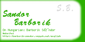 sandor barborik business card